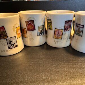 Starbucks Vintage 2002 Coffee Stamp Mug Set of 4!